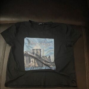 Zara Black Tee with Brooklyn Bridge Design